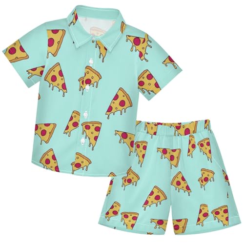 Image of visesunny Boy Floral Short Sleeve Button Down Shirt & Casual Shorts Set Summer Outfits 3-10 Years Clothes