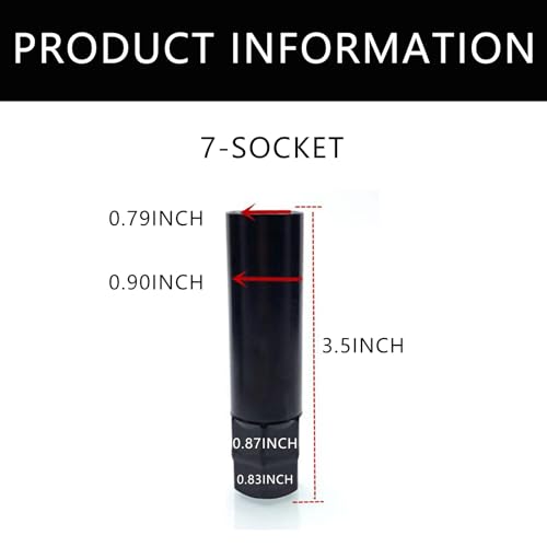 Image of Small 7 Spline Lug Nut Socket; Replacement 7 Point Spline Drive Tuner Wheel Lock Lug Nuts - 19mm 3 /4 inch 21mm 13 /16 inchHex Socket Wrench