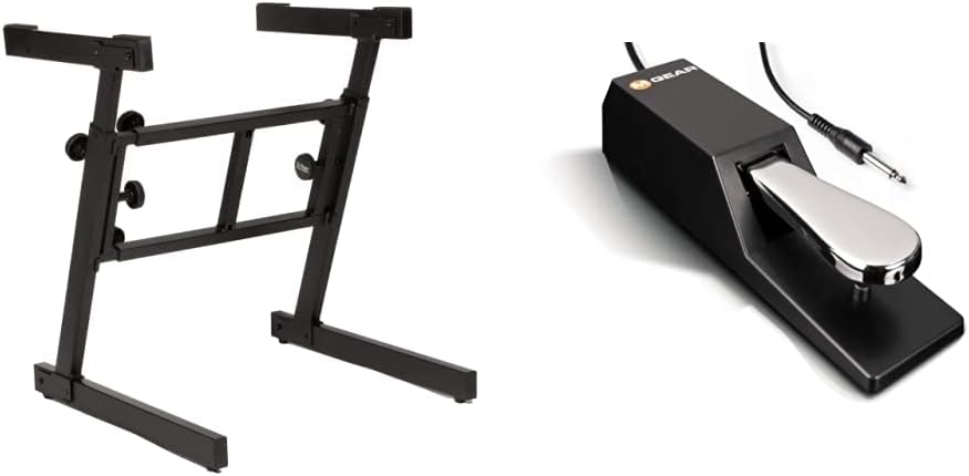 OnStage KS7350 Pro Heavy-Duty Folding-Z Keyboard Stand, Black & M-Audio SP-2 - Universal Sustain Pedal with Piano Style Action For MIDI Keyboards, Digital Pianos & More