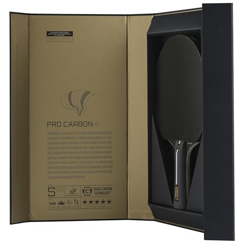 STIGA Raquette de Ping-Pong Pro Carbon + | Technologie Carbon Touch | Manche Concave | Revêtement Caoutchouc 5 Étoiles | ITTF Approuvé | Idéale pour Compétitions Officielles | Noir / Rouge – vue 8