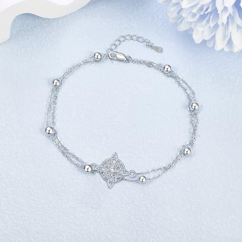 Image of YAFEINI Nudo de Bruja Plata 925 Original Witches Knot Anklet Sterling Silver Witch Foot Jewelry Witchy Gifts for Women