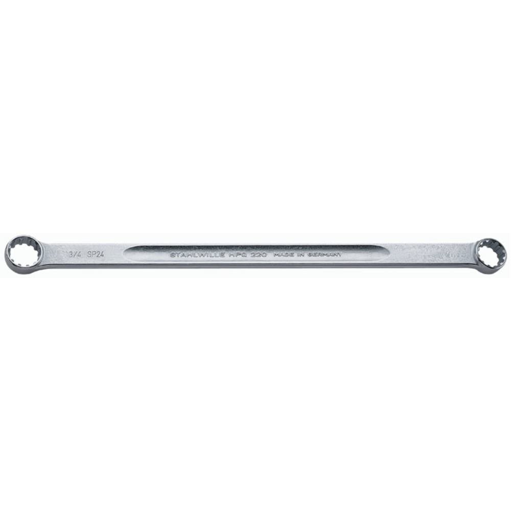 Stahlwille 41160810 220aSP Spline-Drive Double-Ended Ring Wrench - 8x10 Spline, 15 Degree Angle, Extra-Long 205mm, High-Performance Steel, Chrome-Plated, Made in Germany