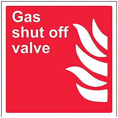 V Safety Gas Shut Off Valve Sign - 200mm x 200mm - 1mm Rigid Plastic