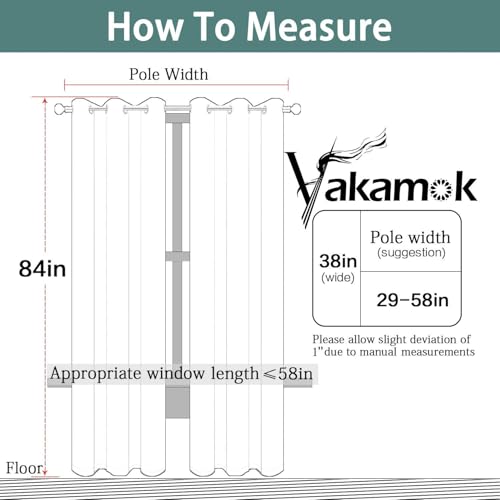 Yakamok 84 Inch Long Light Blocking Window Curtains Thermal Insulated Room Darkening Drapes for Bedroom,Solid Grommet Top Window Panels, 38x84 Inch, Light Beige, One Pair