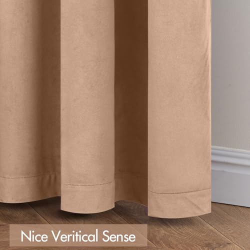 Image of MIULEE Blush Beige Blackout Velvet Curtains Drapes 108 Inch Long 52 inchx108 inch