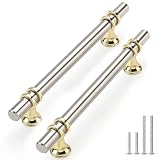 Rergy 10 Pack 5 Inch Brushed Nickel Cabinet Pulls,Brushed Nickel and Gold Cabinet Pulls,Heavy-Duty Kitchen Cabinet Handles,Rust-Resistant Zinc Alloy Drawer Handles for Cupboard,Closet,Bathroom