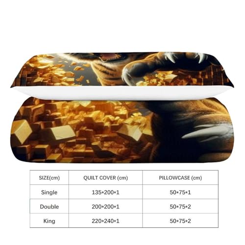 Housse de couette tigre 135x200 microfibr