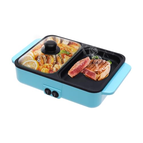 Hot Pot Electric with Grill, 2 in 1 Indoor Non-Stick Electric Hot Pot & Grill, Shabu Shabu Pot with Grill, Dual Temperature Control for Family Gatherings and Parties