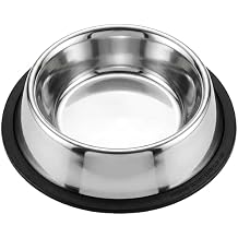 Loving Pets Stainless Steel Non-Tip Dog Bowl Heavy Duty No Spill Dog Bowl with Removable Rubber Base Durable, Non-Skid Stainless Steel Dog Food Bowl & Dog Water