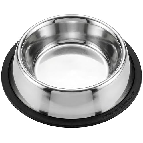 Loving Pets Stainless Steel Non-Tip Dog Bowl – Heavy Duty No Spill Dog Bowl with Removable Rubber Base – Durable, Non-Skid Stainless Steel Dog Food Bowl & Dog Water by Loving Pets - Used condition - US$16.69