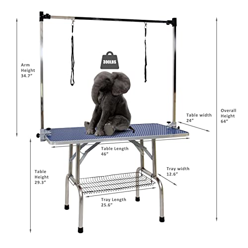 ROOMTEC 46" Dog Grooming Table,Foldable Home Pet Bathing Station with Adjustable Height Arm/Noose/Mesh Tray(Upgrade, Black) - Image 2