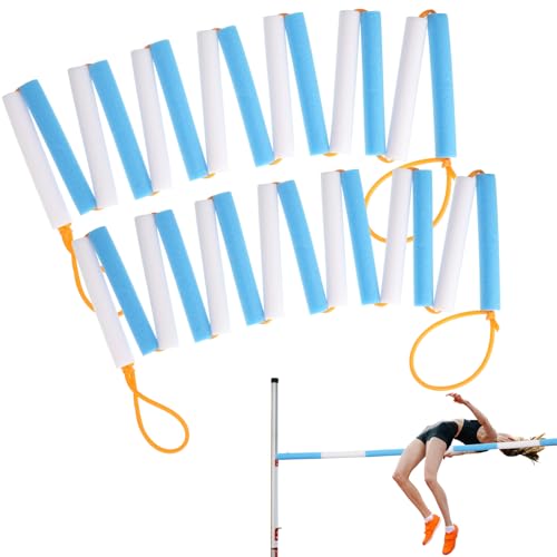 2Pack Elastic Krossband Crossbar,13Ft High Jump Training Equipment,Foldable Gymnastics Bar,Long High Jumping Bungee Elastic Crossbar,Pole Vault Training Jump Bands for High Jump Practice
