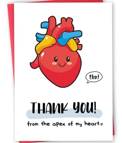 mmuue Cute Thank You Card for Heart Surgeon, Funny Thank you Gift for Women Men, Appreciation Card for Doctor Nurse Medical Staff, Thank You from the Apex of My Heart