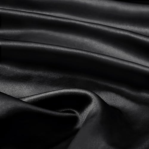 Luxurious Black Satin Charmeuse Fabric by the Yard - 60" Wide Soft and Shiny Polyester for DIY Crafts, Weddings, and Sewing Projects 4 Luxurious Black Satin Charmeuse Fabric by the Yard - 60" Wide Soft and Shiny Polyester for DIY Crafts, Weddings, and Sewing Projects - Image 3
