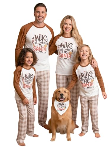 IFFEI Family Christmas Pajamas Matching Sets Gingerbread Tops with Pockets Brown-milk Men M