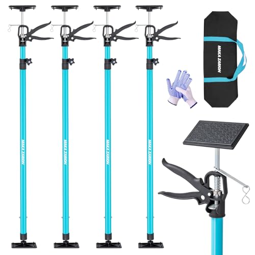 Steel Adjustable Cabinet Jack Support Pole, Quick Support Rod & Drywall Jack, Zip Wall Dust Barrier System, 3rd Hand Support System Load 132LB, Cabinet Installations Tools from 45.2-115.2 in, 4-Pack