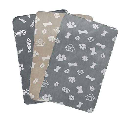 softan 3 Pack Pet Blanket, Cute Paw Print Ultra Soft Dog Blanket, Warm and Washable Animals Blanket Puppy Kitten Blanket 70x100cm - Image 3