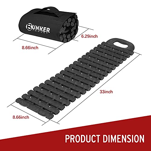 BUNKER INDUST Tire Traction Mats Portable Recovery Tracks for Off Road 4X4 Snow, Sand,Emergency Devices for Cars, Trucks, Van(2 Pack)