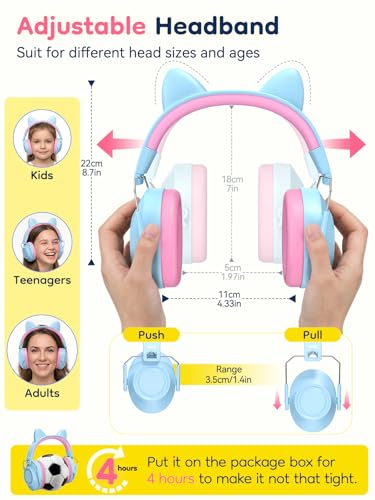 Image of Dr.meter Ear Muffs for Noise Reduction: 32dB SNR Noise Cancelling Headphones for Kids, Adjustable Kids Ear Hearing Protection for Autism Sensory, Fireworks, Concert w /Fun Stickers Blue