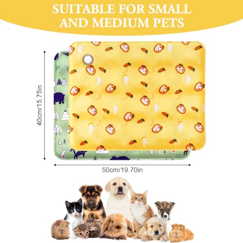 flintronic Kühlmatte für Hunde, 2 Stück Kühl Kühlende Kühlkissen mit Ungiftiges Gel, für Klein Mittelgroße Haustiere, Hundekühlmatte Selbstkühlend, Waschbar für Hund Klein & Katzen(40x50cm-Grün/Gelb)