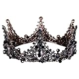 Aiosy Halloween Black Crown Rhinestone Tiara and Crowns Crystal Queen Tiara Gothic Hair Accessories Wedding Crowns Costume Baroque Crown for Women