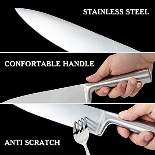 HUIKAILI 5 Piece Kitchen Knife Set, Professional Knife Set Stainless Steel with Gift Box, Sharp, Non-Slip, Frosted Handle, with Santoku, Chef's Knife, Bread Knife, Universal Knife, Paring Knife
