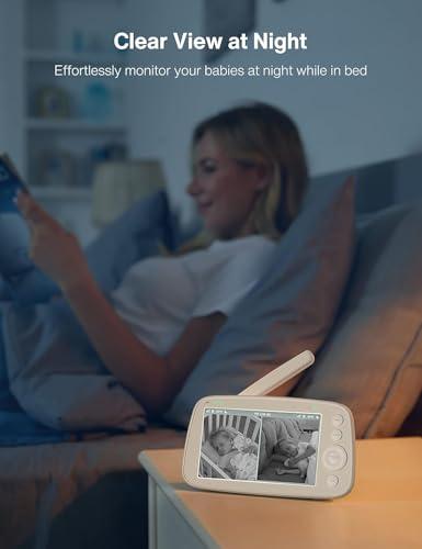 HiPP Video Baby Monitor Screen, 5” Parent Unit for VAVA, Single Split-Screen, Infrared Night Vision, 2X 4X Zoom, 900ft Long Range, 4500mAh Battery, 2-Way Audio Talk