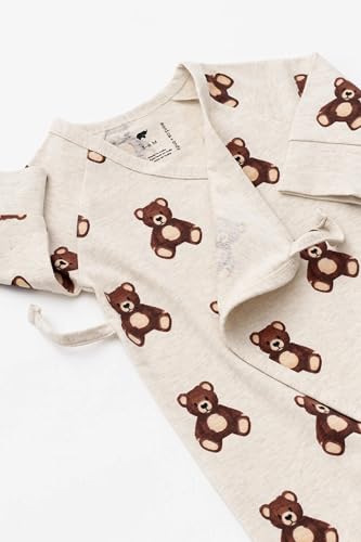 Image of monica + andy Kimono Tie Long Sleeve One Piece, 100% Organic Baby Clothes for Girls & Boys, Preemie, Newborn & Infant