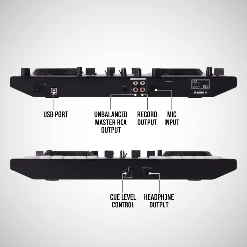 2-Deck-Portable-DJ-Controller-Mixing-Console-with-LCD-Display-Manual-Looping-USB-MIC-Input-Record-Output-16-Performance-Pads-with-Virtual-DJ-LE-Software-Included-Download