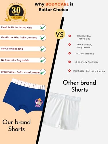 Image of BODYCARE Printed Girls Boyshorts Pack of 4 | 100% Cotton Ultra Soft Breathable Innerwear with Lycra Band, Skin Friendly, Tagless Comfort | Ideal for School