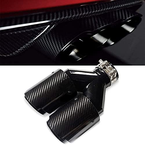 Dual Exhaust Tips 2.5 Inlet 3.5 Outlet Glossy Black Carbon Fiber Exhaust Tips 2.5 Inch Car Tailpipe Muffler Tip For 63Mm/2.5In Exhaust Pipe #TOP2