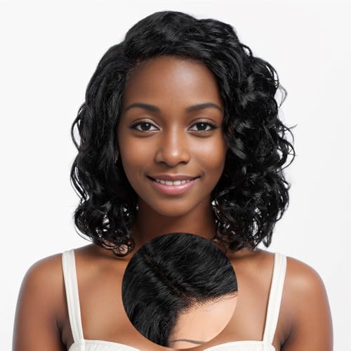 12 Inch Short Curly Lace Front Wig Human Hair Wigs 150% Dens