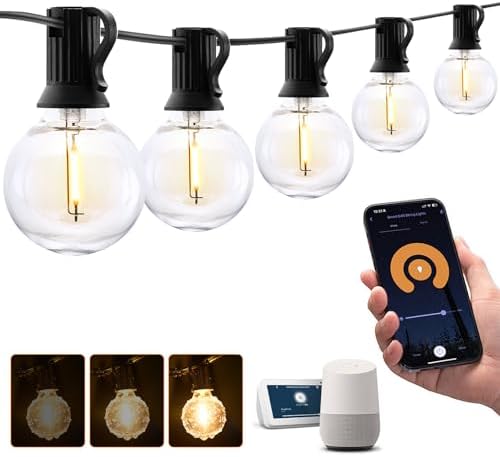 XMCOSY+ Patio Lights, Smart 50Ft Outdoor String Lights with 25 G40 Bulbs