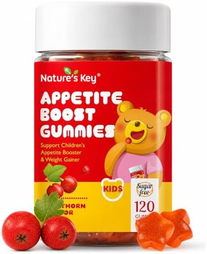 Nature's Key Appetite Booster Gummies Kids- 120 Count Appetite Stimulant for Children/Adults to Eat More, All Natural Weight Gain Supplements, Picky Eater Vitamin, Superfood | Organic | NO Sugar