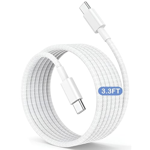 Image of iPhone 60W Fast Charger Braided Cable for iPhone 15 /15 Plus /15 Pro Max, MacBook, Samsung S24 ultra /S24 Plus /S23 /S22 /S23 Fe 5G,S21 fe, Nothing 2a /2, Galaxy Tab /Pad, USB C 60 w Charging Cord, White