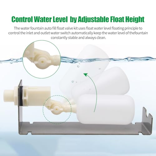 Lucky Farm Float Valve Kit 1/4 Inch Tube Water Fountain Auto Fill System With Adjustable Arm For Outdoor Fountains thumb #2