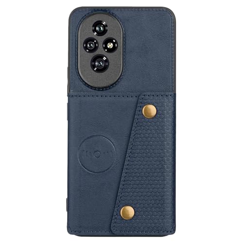 Image of for Honor 200 Pro 5G Case with Card Slots Kickstand Leather + TPU Phone Cover - Blue