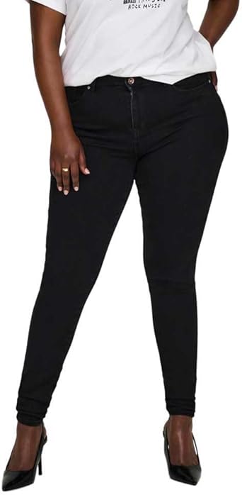 ONLY Carmakoma Skinny fit jeans voor dames, zwart denim, 46W / 32L