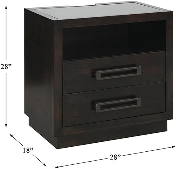 Lexicon Samiah 2-Drawer Nightstand, Charcoal