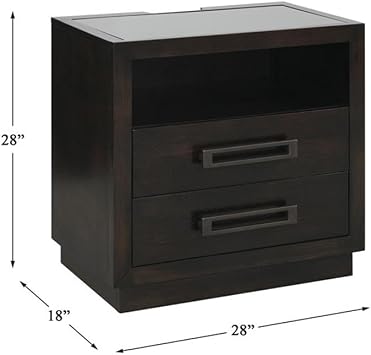 Lexicon Samiah 2-Drawer Nightstand, Charcoal