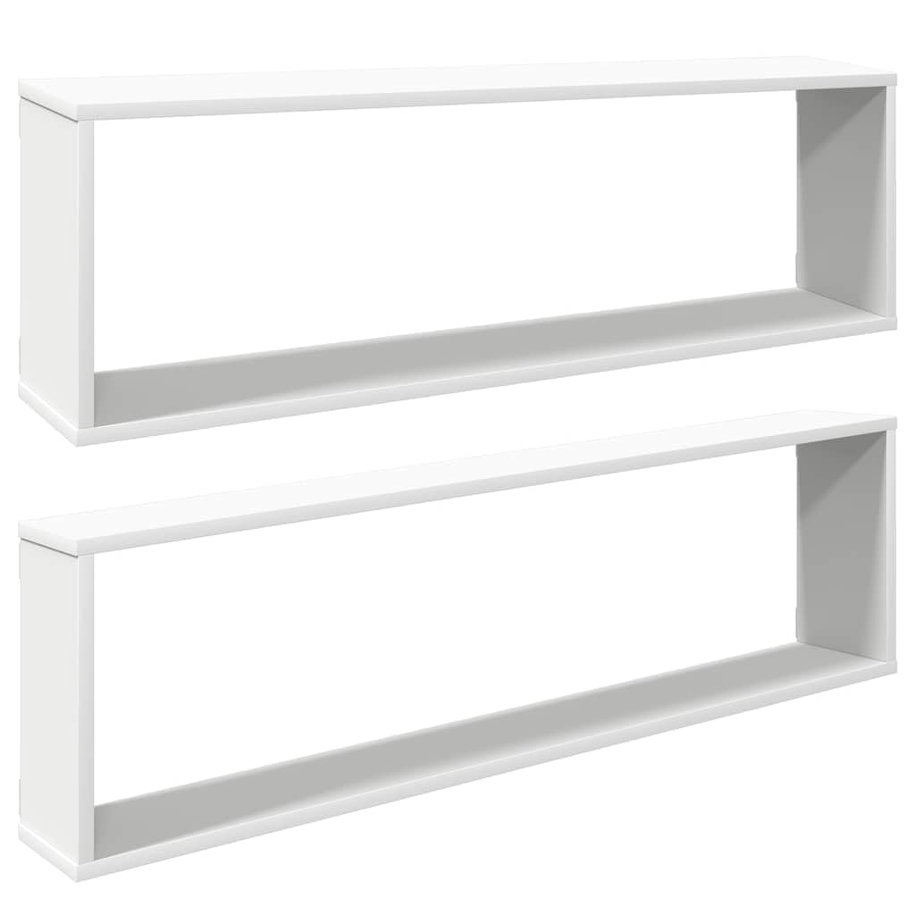 Mensole a Muro a Cubo 2 pz Bianche 100x15x30 cm in Multistrato | Design modulare salvaspazio per soggiorno o studio, ideale per esporre libri e decorazioni su pareti moderne.