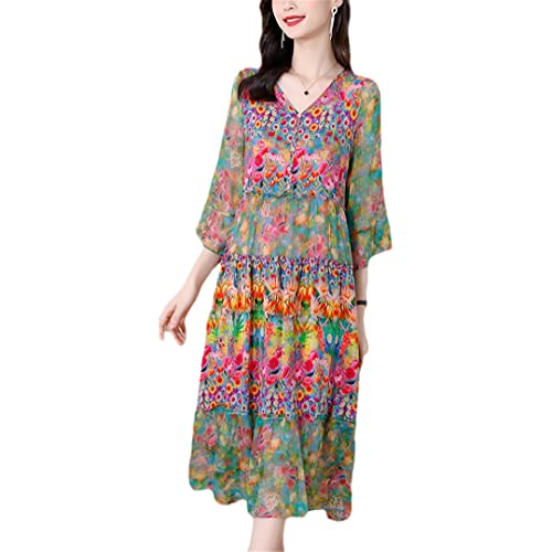 Robe de plage vintage en soie florale femme XXXL Hdhdeueh casual