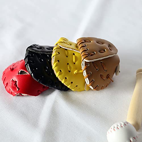 3Pcs/Set Dollhouse Baseball, 1/12 Scale Miniature Dollhouse Accessories, Wood Miniature Baseball Glove Set For Dollhouse Scene Khaki #TOP2