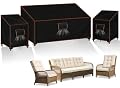 3 PCS Patio Furniture Covers Sets, 420D Waterproof Outdoor Chair Covers and Sofa Cover, Fits Outdoor 3 Seater Sofa 79"W x 35"D x33"H and Chairs 33"W x 35"D x 33"H, Triple Windproof and Anti-UV, Black