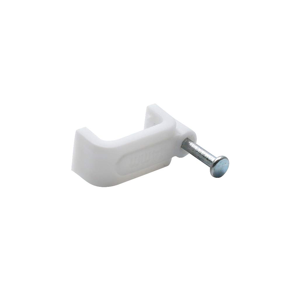 Flat Ethernet Cable Wire Clips with Nail, 14mm, White, 100pcs — Amazon image 3