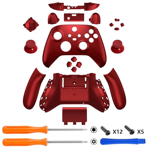 eXtremeRate Carcasa para Xbox Series X S Mando Accesorios Carcasa Completa Protector Placa Trasera Funda Frontal Empuñadura Agarre Botones para Xbox Serie S X Control-No Incluye Mando(Rojo Escarlata) - imagen 3