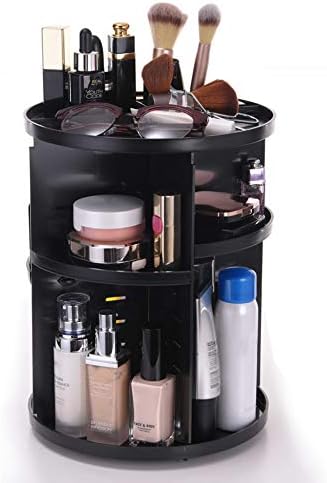 Makeup Organizer Countertop,Vanity Organizer,Cosmetic Organizer,Rotating Makeup Organizers and Storage Makeup Tray,Makeup Holder Caddy Containers,Beauty Organizer,Black