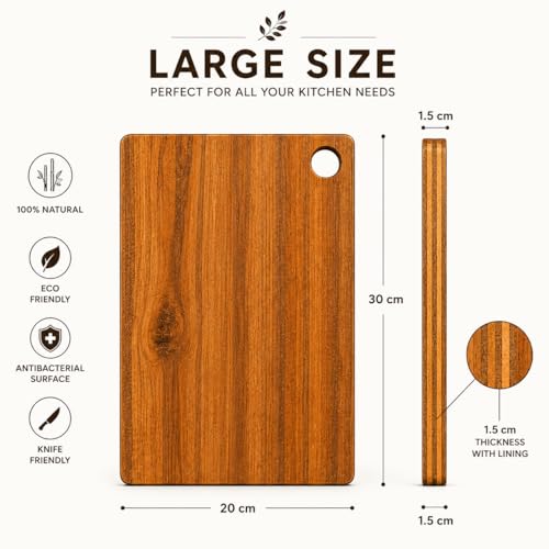 Image of Chopping & Cutting Board for Kitchen,Bacteria Resistant Cutting Board Plywood | Odour-Free 30x20x1.5 cm Thick Board for Fruits, Meat, Cheese & Kitchen Food Preparation