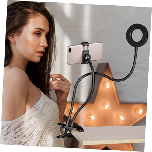 Lampe annulaire LED noire avec support smartphone USB pour photographie