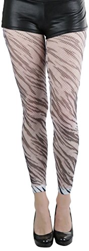 Image of ToBeInStyle Women's Footless Opaque Animal Zebra Tiger Tights Hosiery